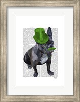 French Bulldog With Green Top Hat and Moustache Fine Art Print