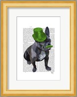 French Bulldog With Green Top Hat and Moustache Fine Art Print