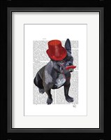 French Bulldog With Red Top Hat and Moustache Fine Art Print
