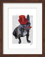 French Bulldog With Red Top Hat and Moustache Fine Art Print