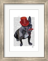 French Bulldog With Red Top Hat and Moustache Fine Art Print