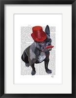 French Bulldog With Red Top Hat and Moustache Fine Art Print