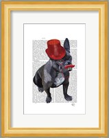 French Bulldog With Red Top Hat and Moustache Fine Art Print