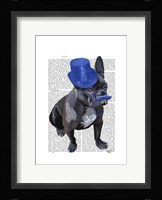 French Bulldog With Blue Top Hat and Moustache Fine Art Print