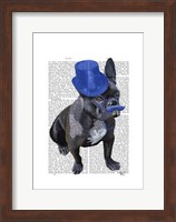 French Bulldog With Blue Top Hat and Moustache Fine Art Print