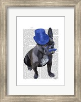 French Bulldog With Blue Top Hat and Moustache Fine Art Print