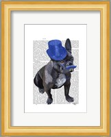 French Bulldog With Blue Top Hat and Moustache Fine Art Print