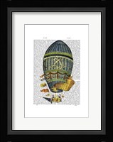 Blue Cylindrical Hot Air Balloon Framed Print