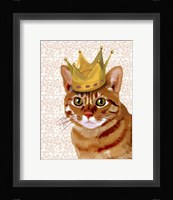 Ginger Cat with Crown Portrait Framed Print