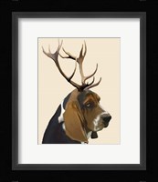 Basset Hound and Antlers II Framed Print