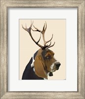 Basset Hound and Antlers II Fine Art Print