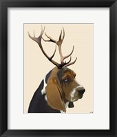 Basset Hound and Antlers II Fine Art Print