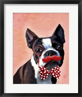 Boston Terrier Portrait with Red Bow Tie and Moustache Fine Art Print