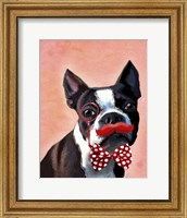 Boston Terrier Portrait with Red Bow Tie and Moustache Fine Art Print