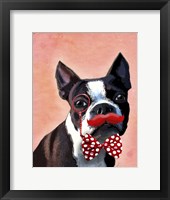 Boston Terrier Portrait with Red Bow Tie and Moustache Fine Art Print