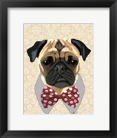 Pug with Red and White Spotty Bow Tie Framed Print