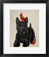 Scottie Dog and Red Birds Fine Art Print