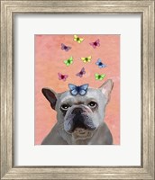 White French Bulldog and Butterflies Fine Art Print