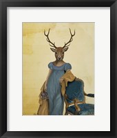 Deer In Blue Dress Framed Print
