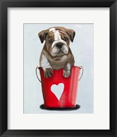Bulldog Bucket Of Love Red Framed Print