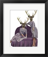 Deer Twins in Purple Dresses Fine Art Print