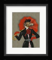 Elegant Greyhound and Red Umbrella Fine Art Print
