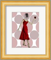 Monkey in Red Dress with wine Fine Art Print