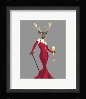 Glamour Deer in Red Framed Print