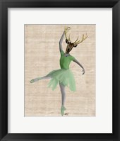 Ballet Deer in Green II Framed Print