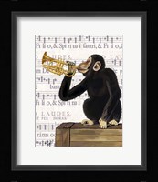 Monkey Playing Trumpet Fine Art Print