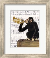 Monkey Playing Trumpet Fine Art Print