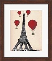 Eiffel Tower and Red Hot Air Balloons Fine Art Print