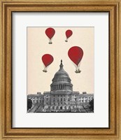 US Capitol Building and Red Hot Air Balloons Fine Art Print