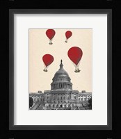 US Capitol Building and Red Hot Air Balloons Fine Art Print