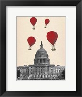 US Capitol Building and Red Hot Air Balloons Framed Print