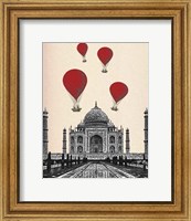 Taj Mahal and Red Hot Air Balloons Fine Art Print