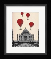 Taj Mahal and Red Hot Air Balloons Framed Print