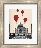 Taj Mahal and Red Hot Air Balloons Fine Art Print