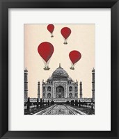 Taj Mahal and Red Hot Air Balloons Framed Print