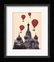 St Basil's Cathedral and Red Hot Air Balloons Fine Art Print