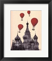 St Basil's Cathedral and Red Hot Air Balloons Fine Art Print