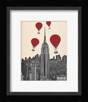 Empire State Building and Red Hot Air Balloons Framed Print