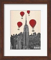 Empire State Building and Red Hot Air Balloons Fine Art Print