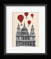 St Pauls Cathedral and Red Hot Air Balloons Framed Print