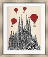 Sagrada Familia and Red Hot Air Balloons Fine Art Print