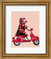 Sock Monkey on Red Moped Fine Art Print