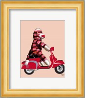 Sock Monkey on Red Moped Fine Art Print