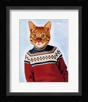 Cat in Ski Sweater Framed Print