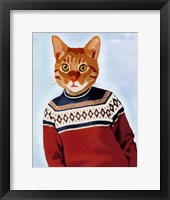 Cat in Ski Sweater Framed Print