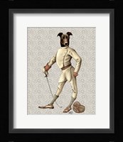 Greyhound Fencer in Cream Full Framed Print